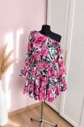Zjawiskowy komplet La Diva kwiaty & animal print | hiszpański dekolt | S–XL
