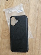 Etui MagSafe iPhone 16 Plus eleganckie czarne solidne imitacja skóry