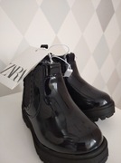 Botki ZARA 22 granatowe lakierowane