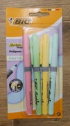 Komplet zestaw 4 sztuk z zakreślaczy BIC Highlighter Grip Pastel NOWY!