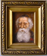 judaica - ŻYD PORTRET 13,5x10cm olej pilśń + stara złota rama 22x18,5cm