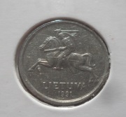 Litwa II. Republika LTL 1 lit litas 1991 KM# 91 Ładny stan Rzadki