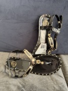 Sandały japonki River Island – Czarny lakier i złote detale Rozmiar 36