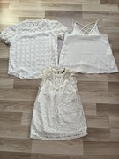 Zestaw bluzek koronkowych ecru białe S trzy sztuki
