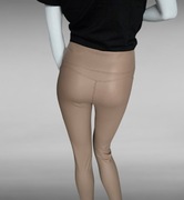 Legginsy eko skóra M.Sara push up, delikatne ocieplenie beż XS - XL