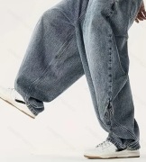 Baggy jeansy xxl denim z regulacją nogawek 