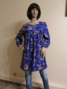 PETER HAHN długa bluzka kobaltowa w kwiaty jak nowa _ 44