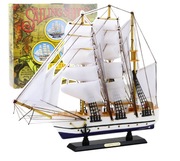 Model Kolekcjonerski Dekoracyjny Statek Żaglowiec Fregata Biały 49x43cm 