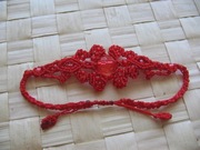 czerwona bransoletka makrama koraliki 3 mm 4 mm 10 mm