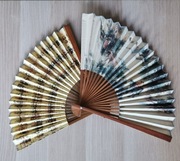 Dwa dekoracyjne wachlarze Chiny bambus papier 