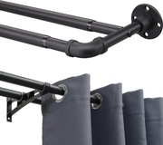 Podwójny karnisz industrialny | Matowy czarny | Regulowany 74–163 cm 