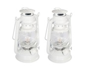 2x BIAŁA lampa naftowa 24 cm + 5 knotów