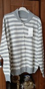 Sweterek  pasy szary ozdobne guziki nowy 