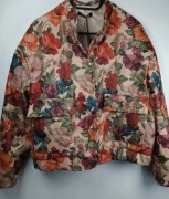 Kurtka damska gobelinowa kwiaty floral vintage oversize krótka M/L