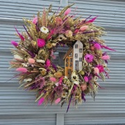 Wianek na drzwi dekoracja ozdoba prezent susz boho trawy natura 