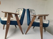 Fotel 366 Chierowski - PRL kwiaty turkus