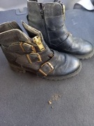 Skórzane kozaczki dziewczece ze spinkami rozmiar 37