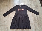 Sukienka dł rękaw,  baletnice, grafitowa - rozm 110