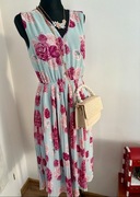 Sukienka błękitna w kwiaty midi (L)