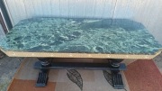 Stara ława drewniana z marmurowym blatem 160cm + transport