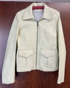 Skórzana kurtka damska XL kremowa pistacjowa Only / Vero Moda Vintage