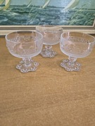 Szklane pucharki deserowe na nóżce Masserini – linia Barocco, lata 70.