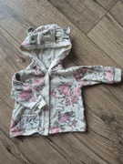 Next bluza kwiaty róże uszka kaptur kremowa guziki 62 