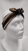 Opaska do włosów Nitchi wiązana z gumką brązowa satyna Pin-up 