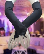 Długie rękawiczki bez palców wieczorowe mitenki czarne elastyczne kryjące