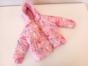 80-86cm 1-1,5lat roku kurtka zimowa unicorn z kapturem dla dziewczynki