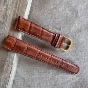 Pasek do zegarka 18 mm Vintage NOS skóra naturalna brązowy koniakowy