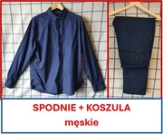 Spodnie męskie wizytowe, niebieskie + koszula męska wizytowa niebieska