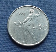 Moneta Włochy 50 lirów 1976