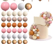Kule na tort urodzinowy 10 szt. - morela, róż, beż