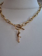 Naszyjnik handmade ze stali nierdzewnej z naturalnych kamieni perły 