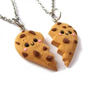 Słodki Naszyjnik Serce 2 Połówki Serca Ciastko Kawaii Handmade Na Prezent