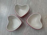 3 miseczki serca czerwon ceramiczne