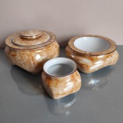 Zestaw porcelany Karolina PRL  (popielnica, cukiernica, bomboniera)