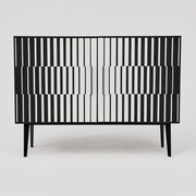 Komoda vintage biało-czarna styl op-art mid century modern design lata 60