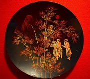 Duża patera ,taca ozdobna  malowana ręcznie wykonana z laki - uszkodzona