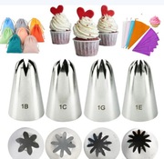 DUŻE 4 Tylki cukiernicze+Rękaw silikonowy+5szt jed