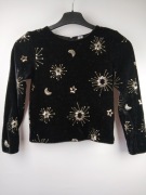 Bluzka welurowa TU Kids 128 czarna złote gwiazdki cekiny elegancka święta