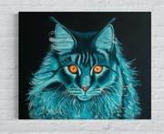 Kot Maine Coon - akryle na płótnie