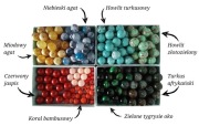 Zestaw kamieni ozdobnych: turkus, koral, agat, jaspis, howlit - duże korale