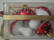 Boże Narodzenie bombki  na choinkę  grzybki  komplet 6szt