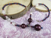 Naszyjnik biały fioletowy granatowy niebieski kula drewno eko handmade