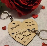 Brelok serca z puzzlem, na Walentynki prezent 