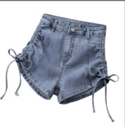 Nowe krótkie spodenki / szorty jeansowe M Sara nogawka wiązanie r. L