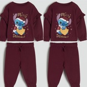 Dres świąteczny Lilo& Stich 80, 86, 92,98 Burgund BAWEŁNA 