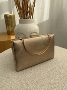 Złota wizytowa torebka damska ze skóry eko elegancka wieczorowa kopertówka